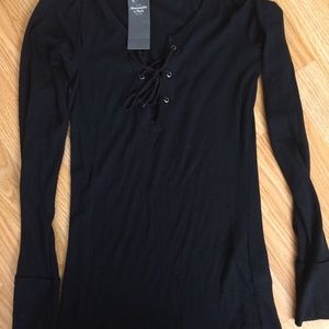 NWT Abercrombie Lace Up Thermal Henley